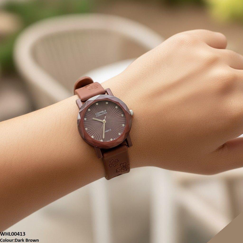 WHL00413 IWA Round Flower Rubber Strap Women's Watch - WHL