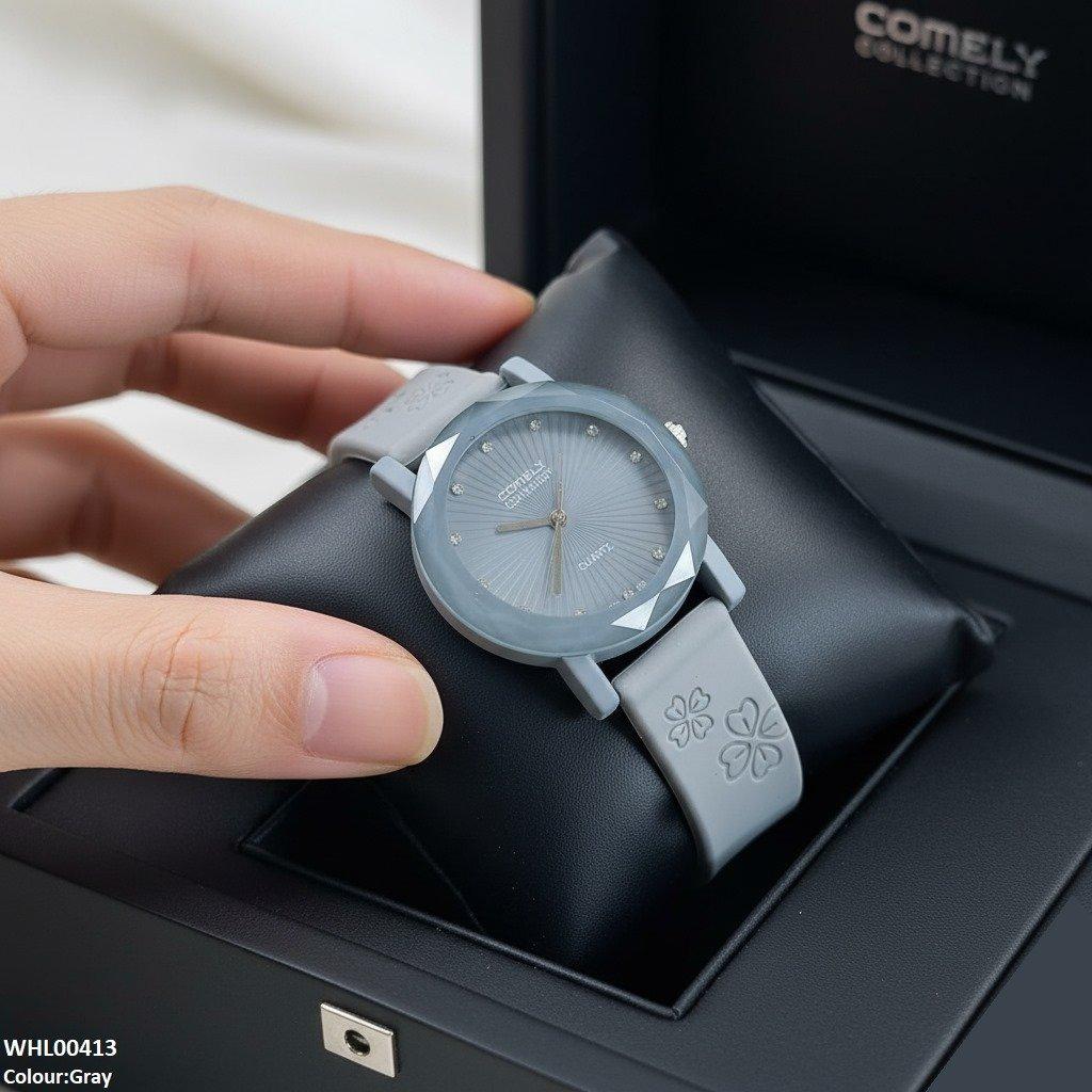 WHL00413 IWA Round Flower Rubber Strap Women's Watch - WHL