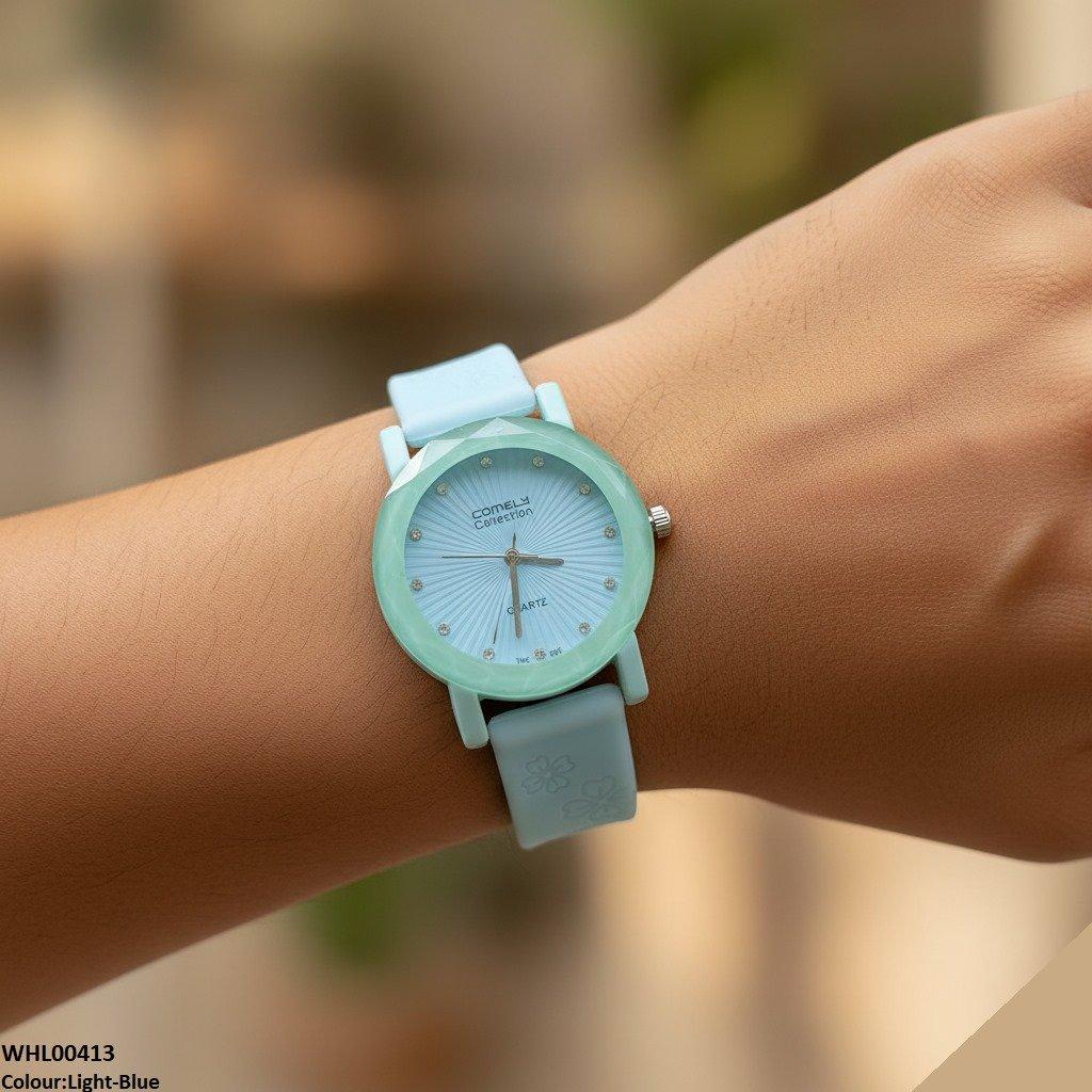 WHL00413 IWA Round Flower Rubber Strap Women's Watch - WHL