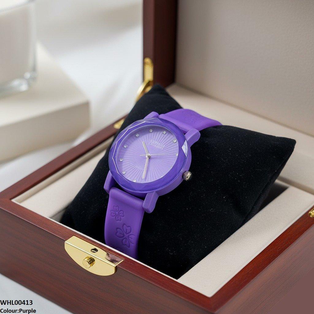 WHL00413 IWA Round Flower Rubber Strap Women's Watch - WHL