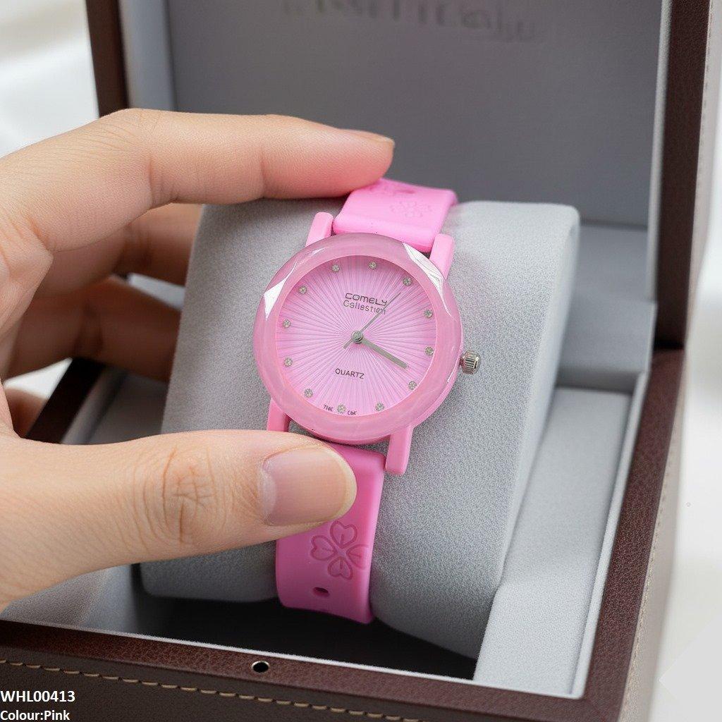 WHL00413 IWA Round Flower Rubber Strap Women's Watch - WHL