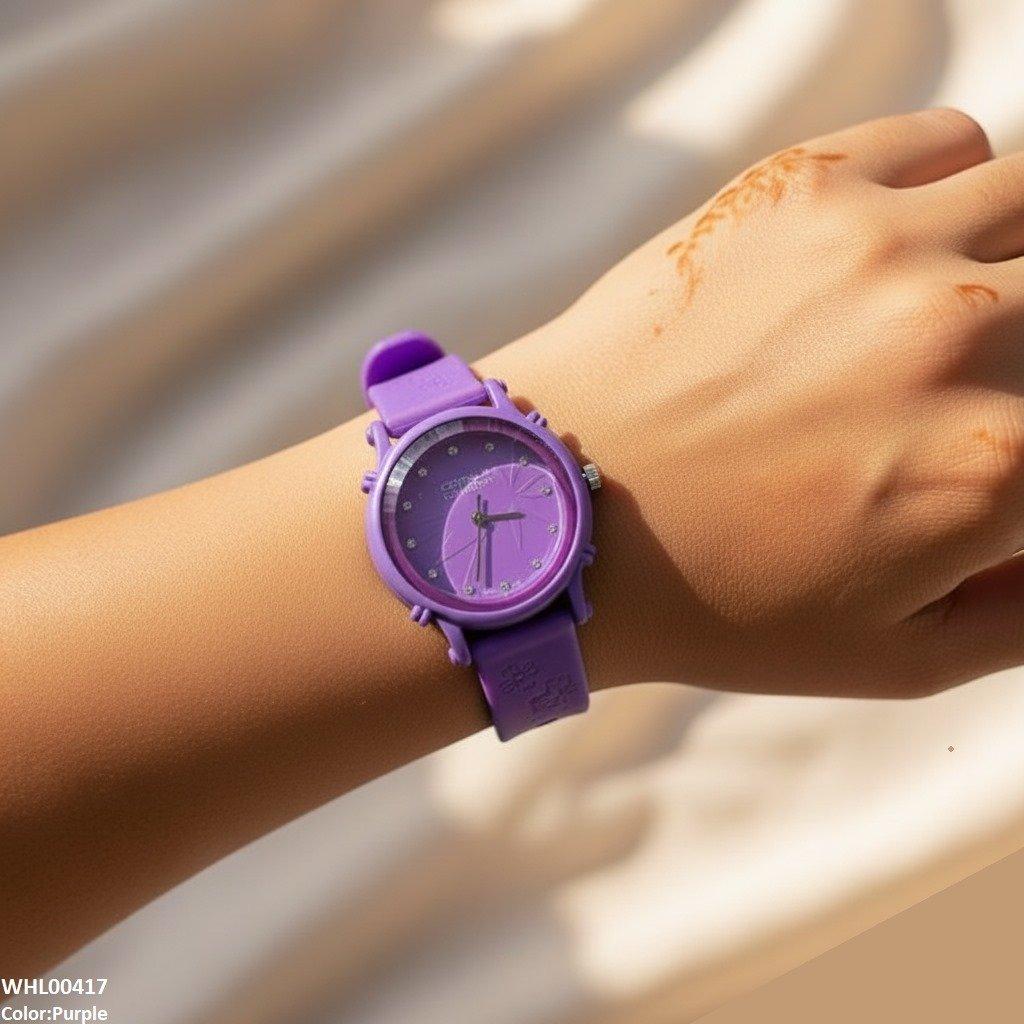 WHL00417  IWA Round Leaf Dial Rubber Strap Women's Watch - WHL