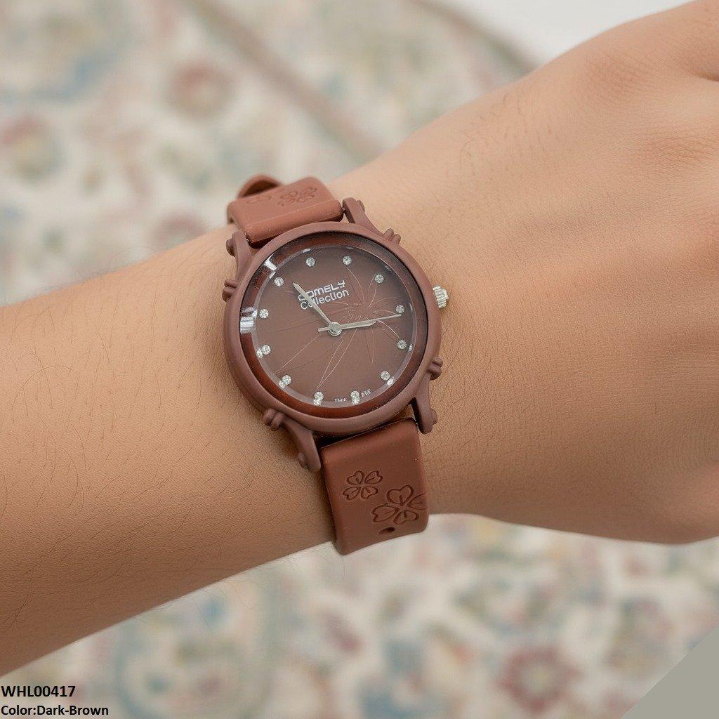 WHL00417  IWA Round Leaf Dial Rubber Strap Women's Watch - WHL