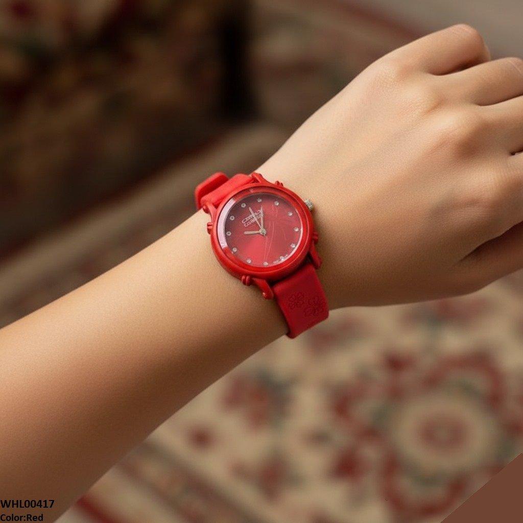 WHL00417  IWA Round Leaf Dial Rubber Strap Women's Watch - WHL