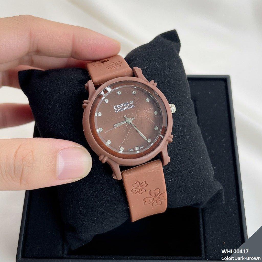 WHL00417  IWA Round Leaf Dial Rubber Strap Women's Watch - WHL