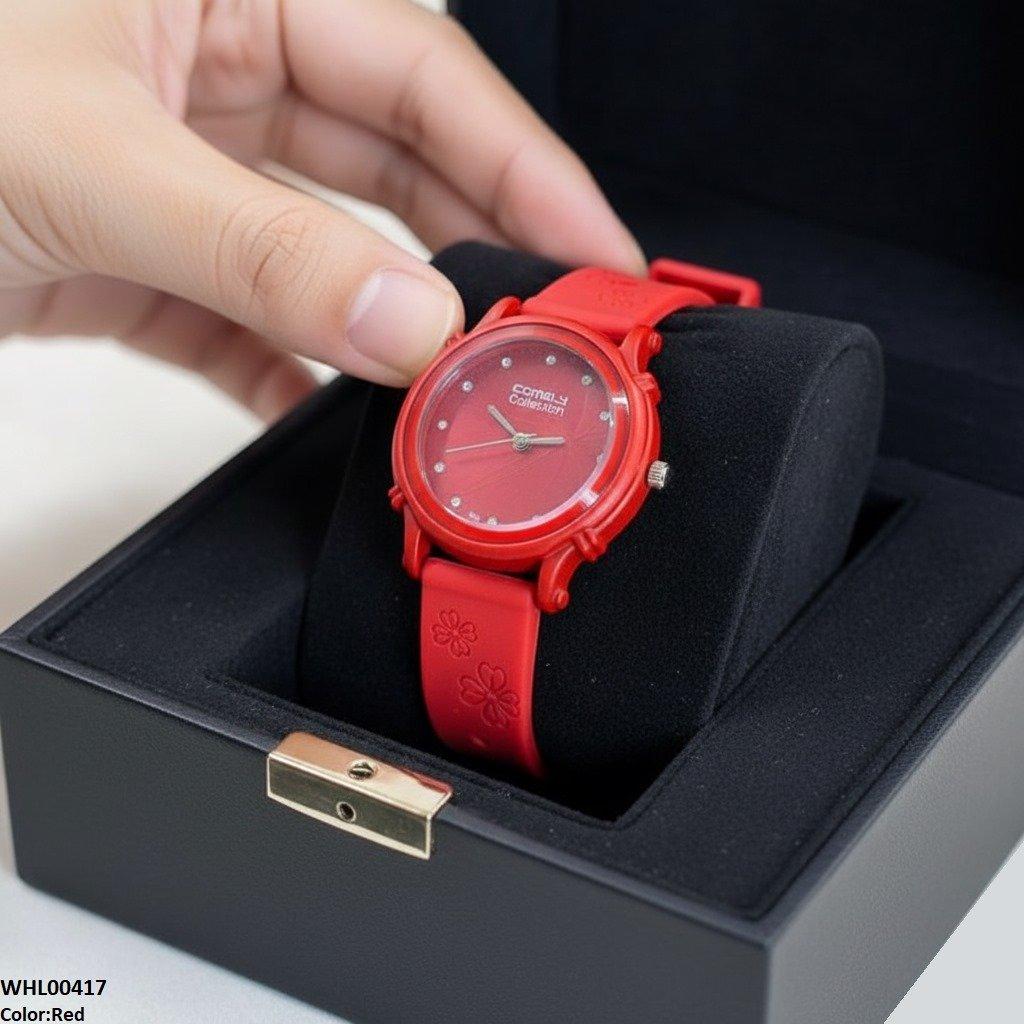 WHL00417  IWA Round Leaf Dial Rubber Strap Women's Watch - WHL