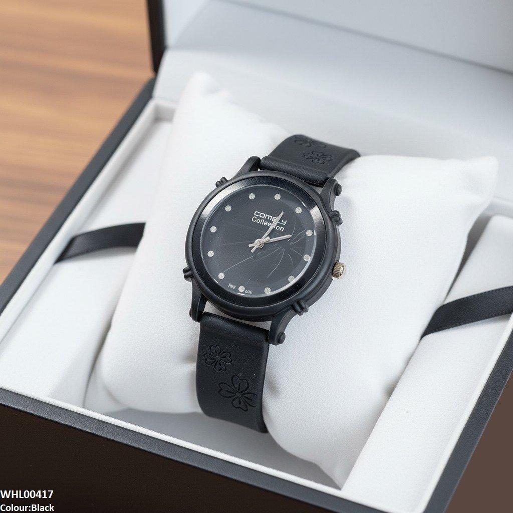 WHL00417  IWA Round Leaf Dial Rubber Strap Women's Watch - WHL