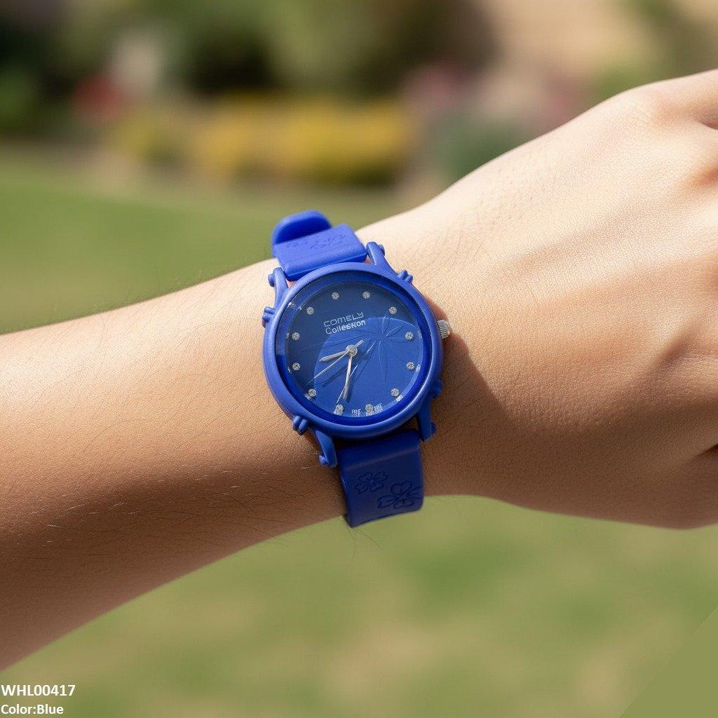 WHL00417  IWA Round Leaf Dial Rubber Strap Women's Watch - WHL