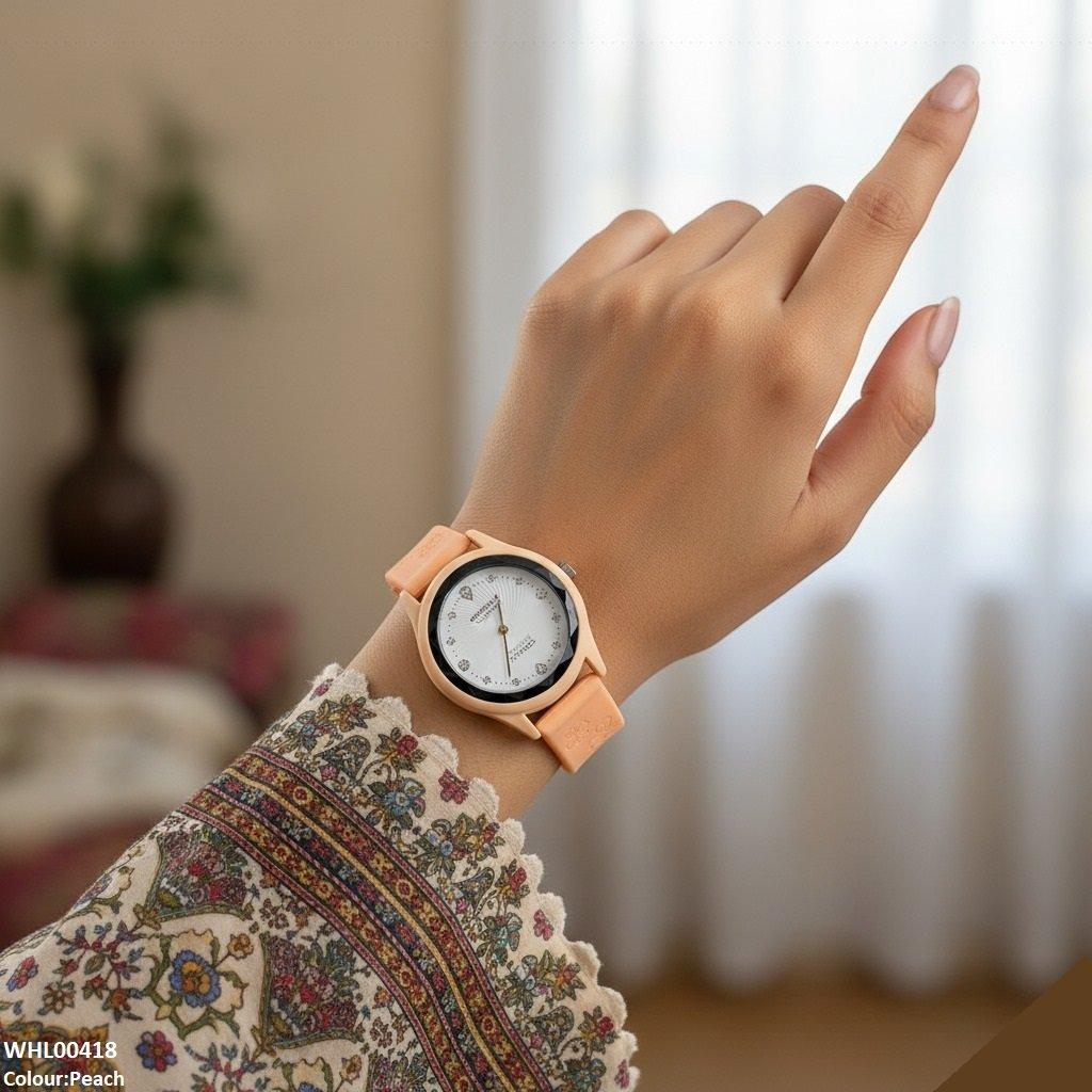 WHL00418 IWA Flower Rubber Strap Women's Watch - WHL