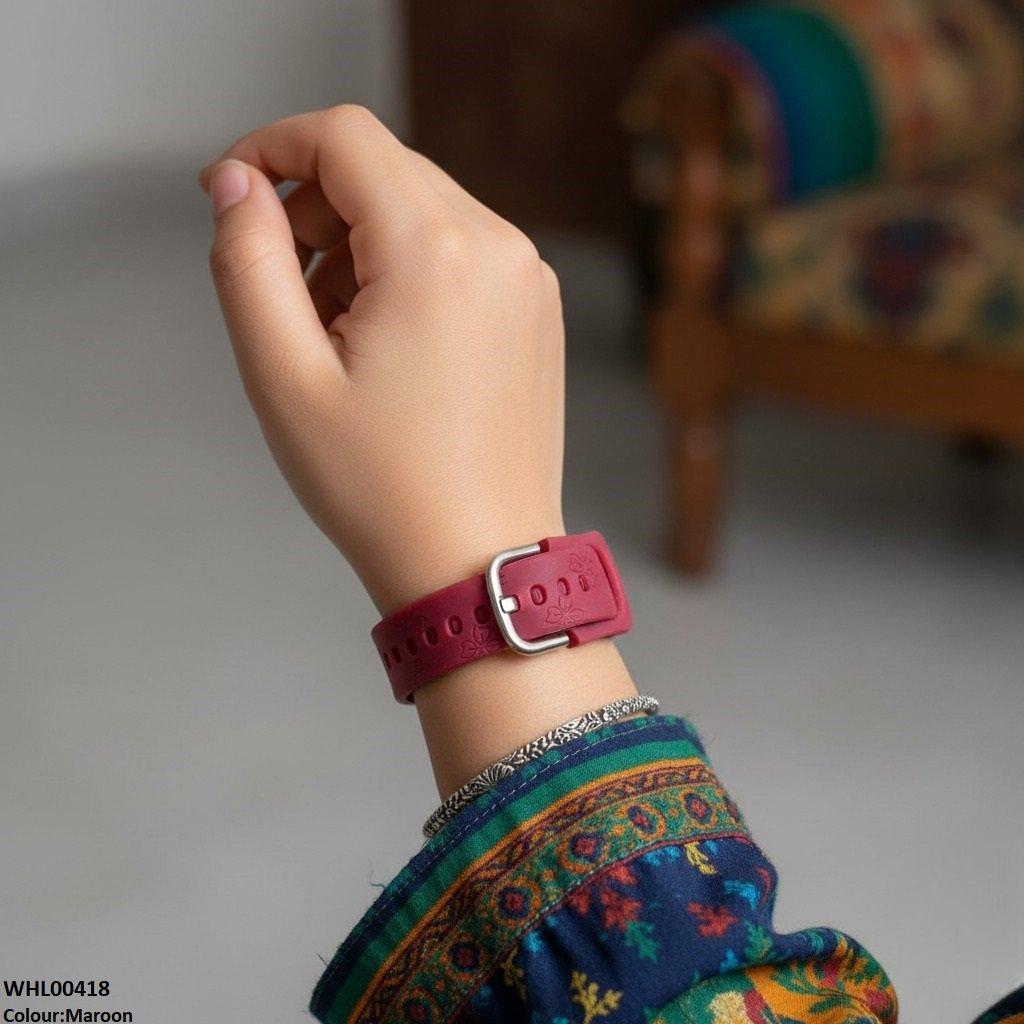 WHL00418 IWA Flower Rubber Strap Women's Watch - WHL