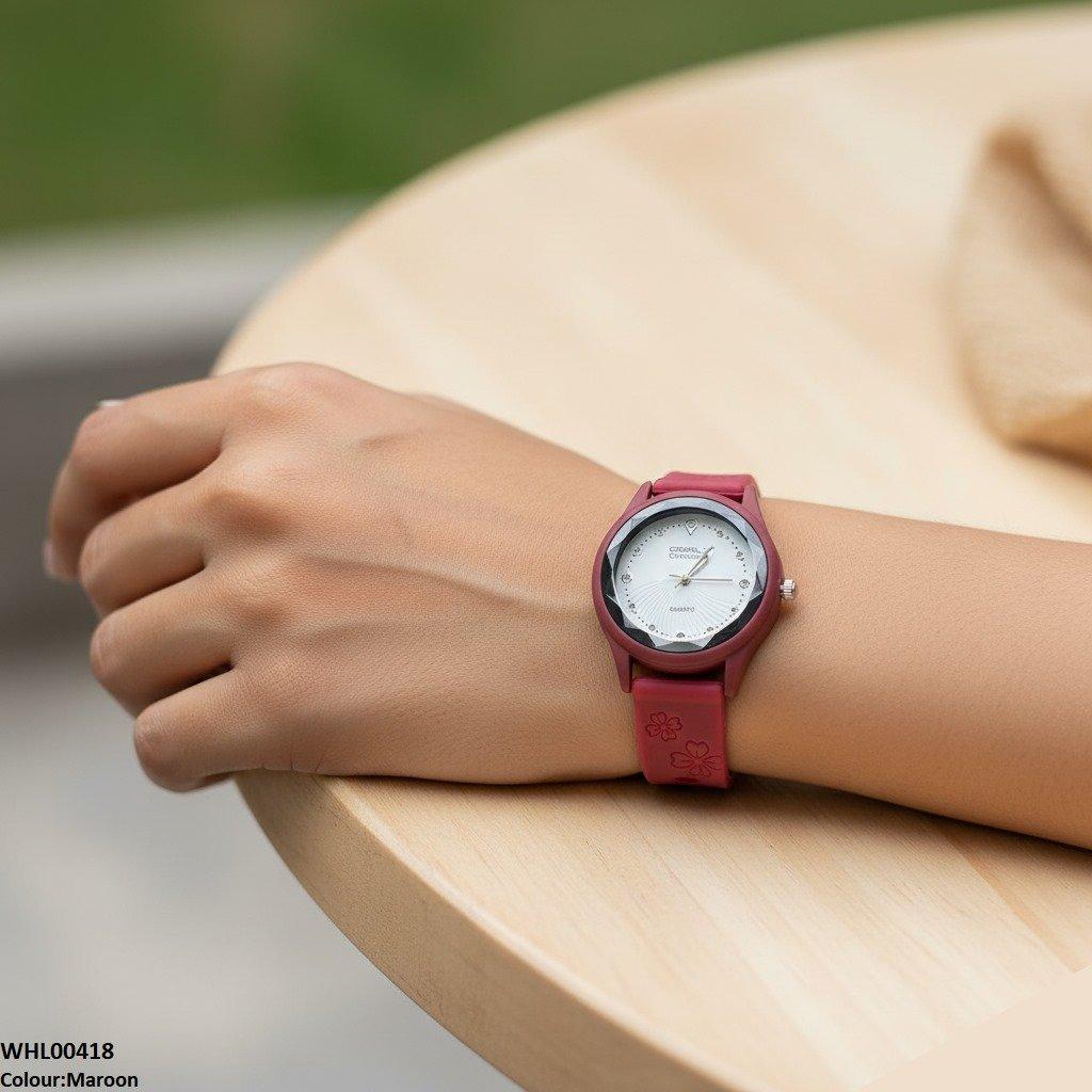 WHL00418 IWA Flower Rubber Strap Women's Watch - WHL