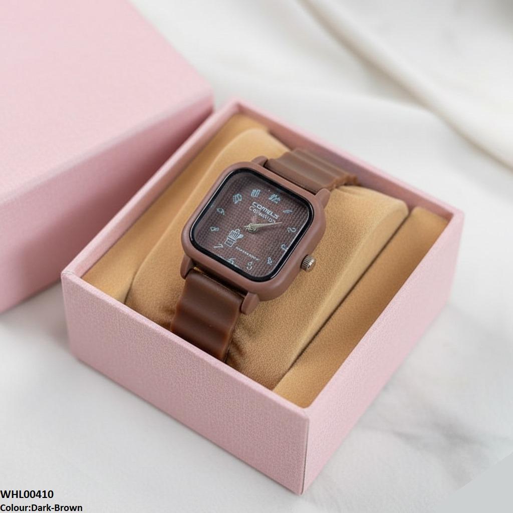 WHL00410 IWA Square Mini Box Dial Rubber Strap Women's Watch - WHL