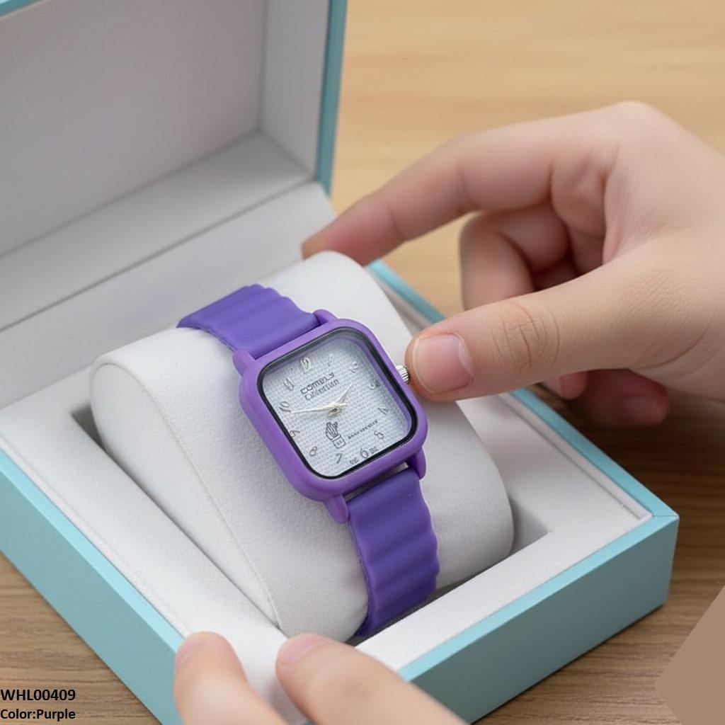 WHL00409 IWA Mini Square Dial Rubber Strap Women's Watch - WHL