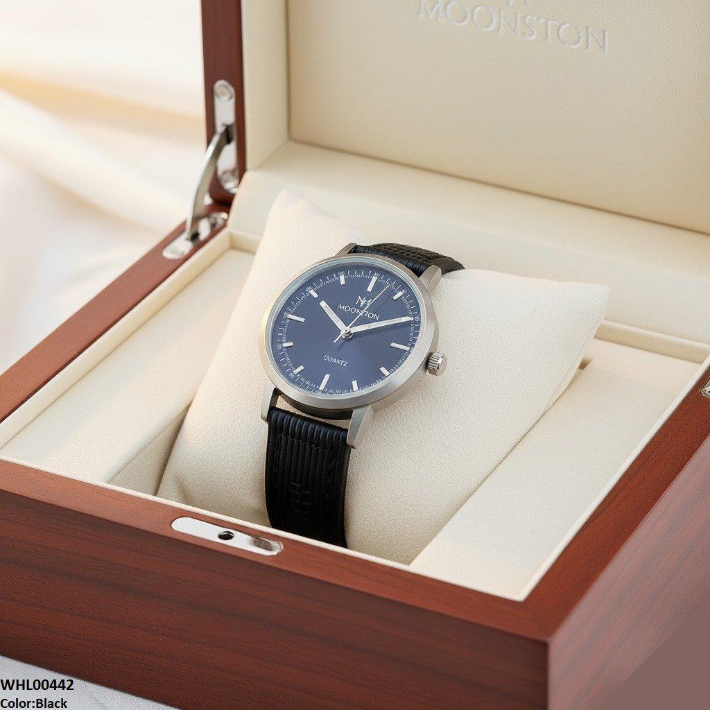 WHL00442 BWS Round Grey Bezel Leather Strap Women's Watch - WHL