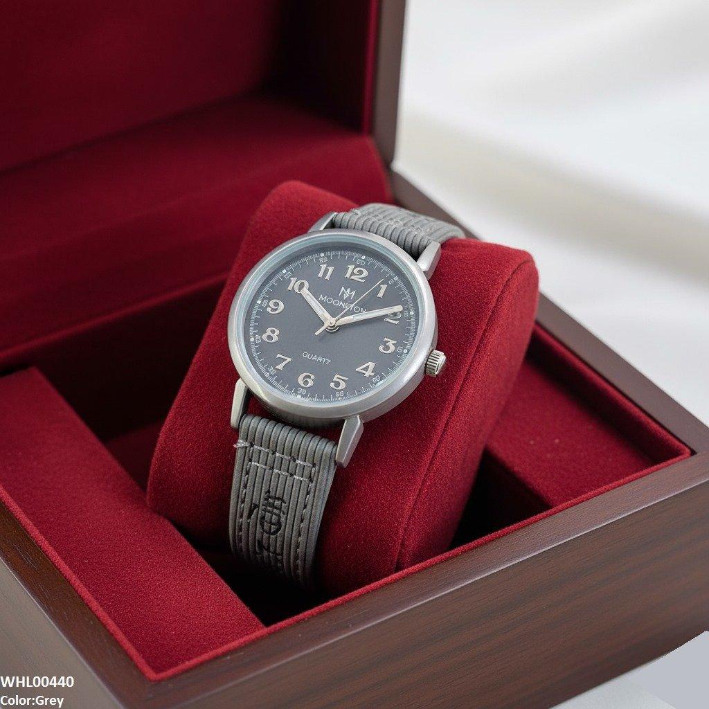 WHL00440 BWS Round Grey Bezel Leather Strap Women's Watch - WHL