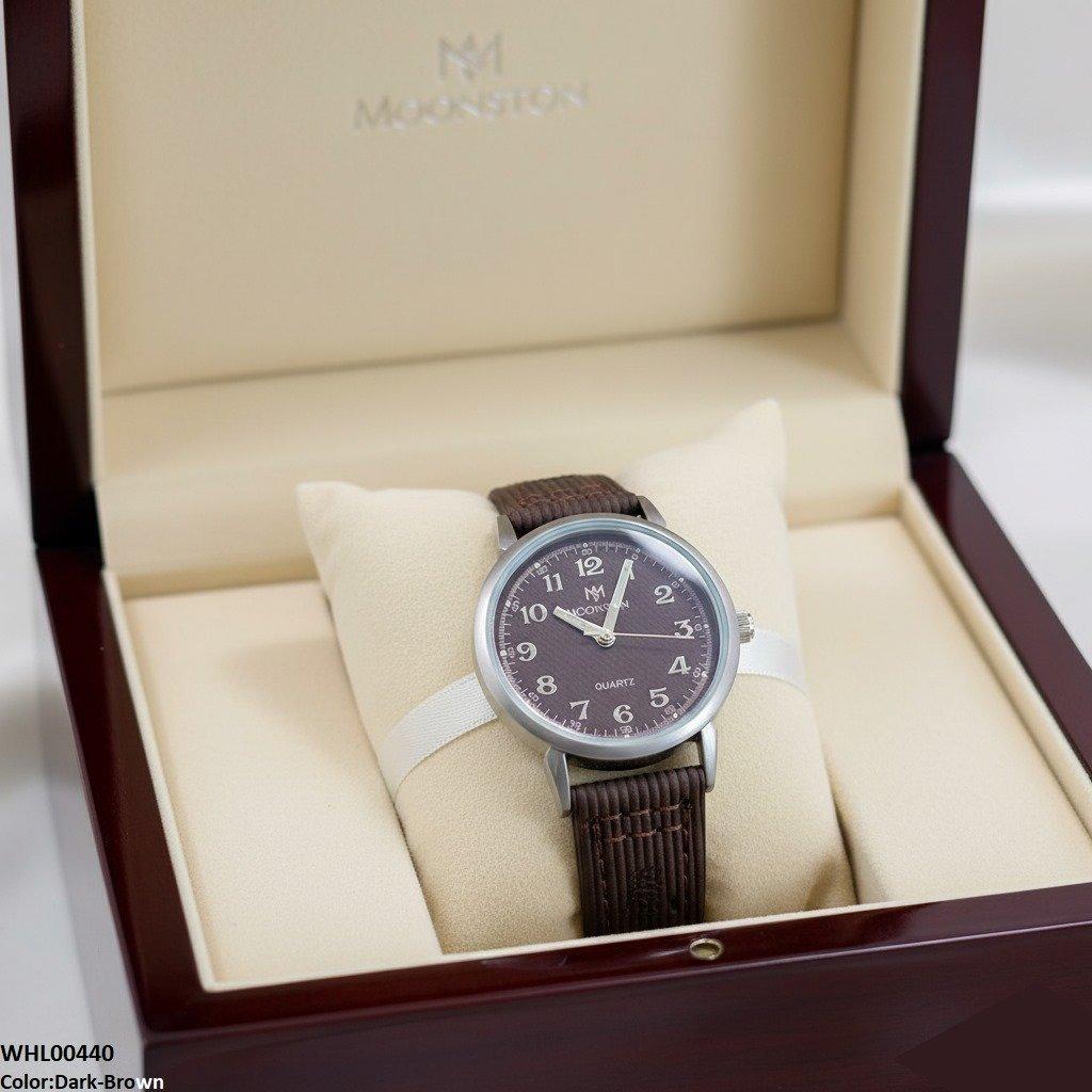 WHL00440 BWS Round Grey Bezel Leather Strap Women's Watch - WHL