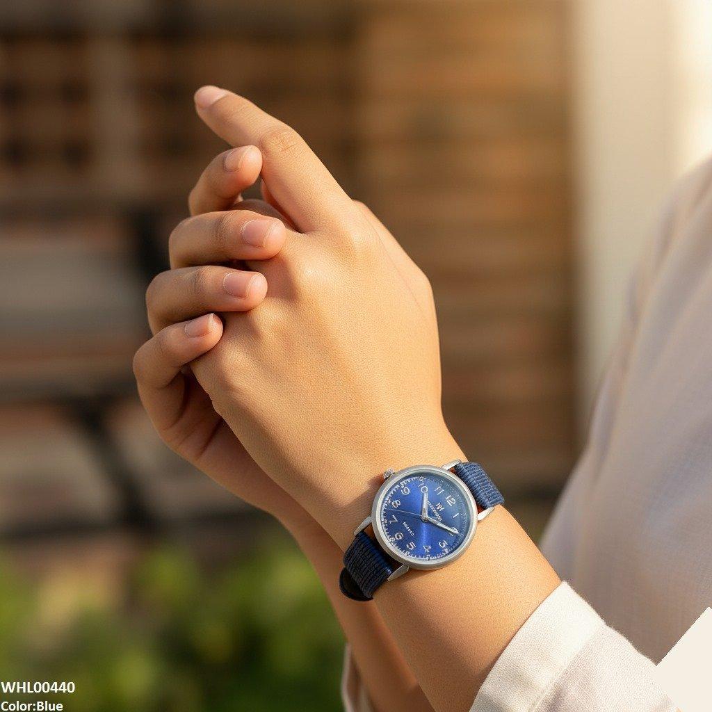 WHL00440 BWS Round Grey Bezel Leather Strap Women's Watch - WHL