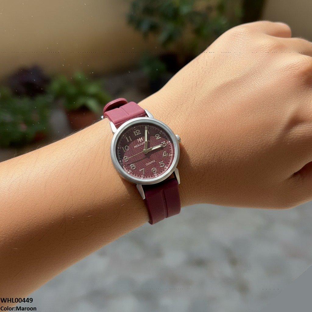 WHL00449  BWS Grey Bezel  Magnetic Rubber Strap Women's Watch - WHL