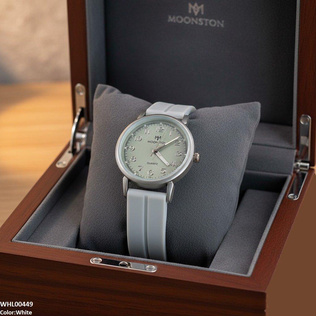 WHL00449  BWS Grey Bezel  Magnetic Rubber Strap Women's Watch - WHL