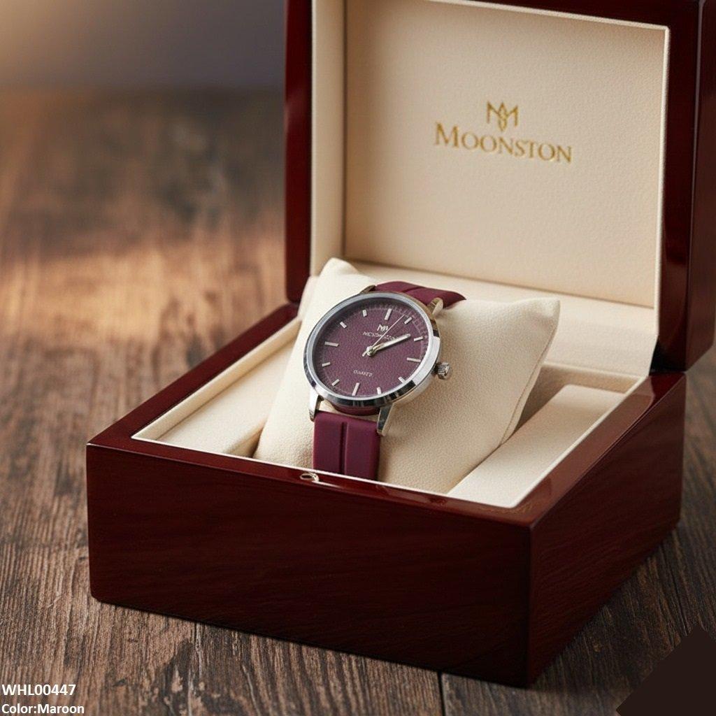 WHL00447 BWS Silver Bezel Magnetic Rubber Strap Women's Watch - WHL