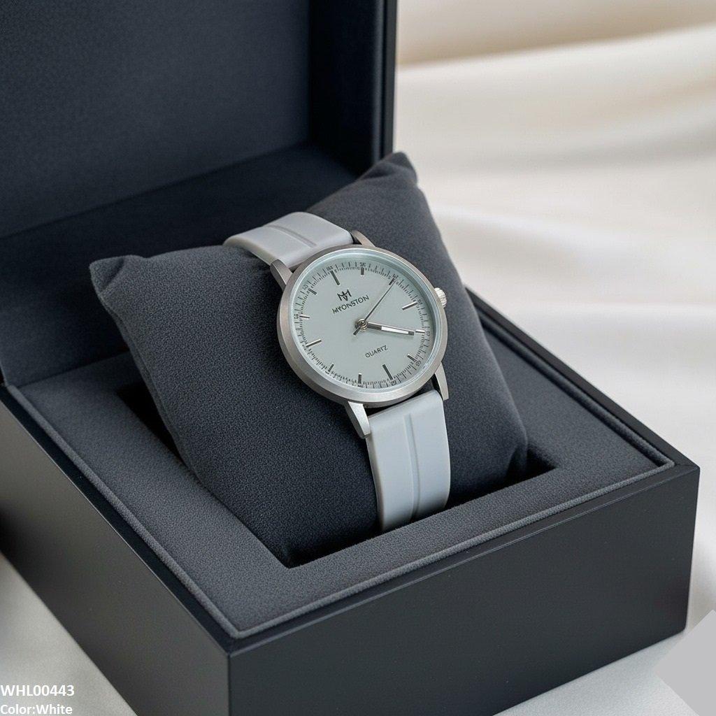 WHL00443 BWS Round Grey Bezel Magnetic Rubber Strap Women's Watch - WHL