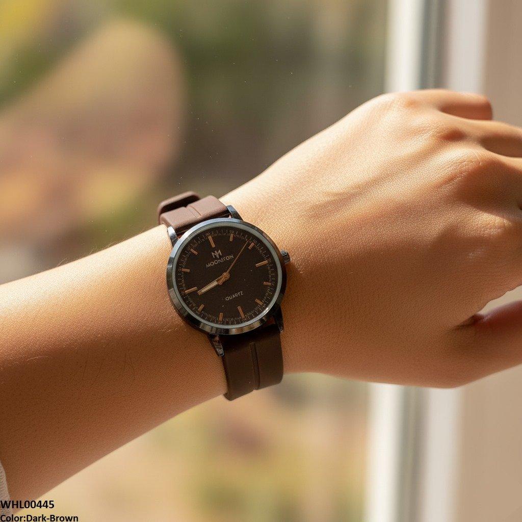 WHL00445 BWS Round Black Bezel Magnetic Rubber Strap Women's Watch - WHL