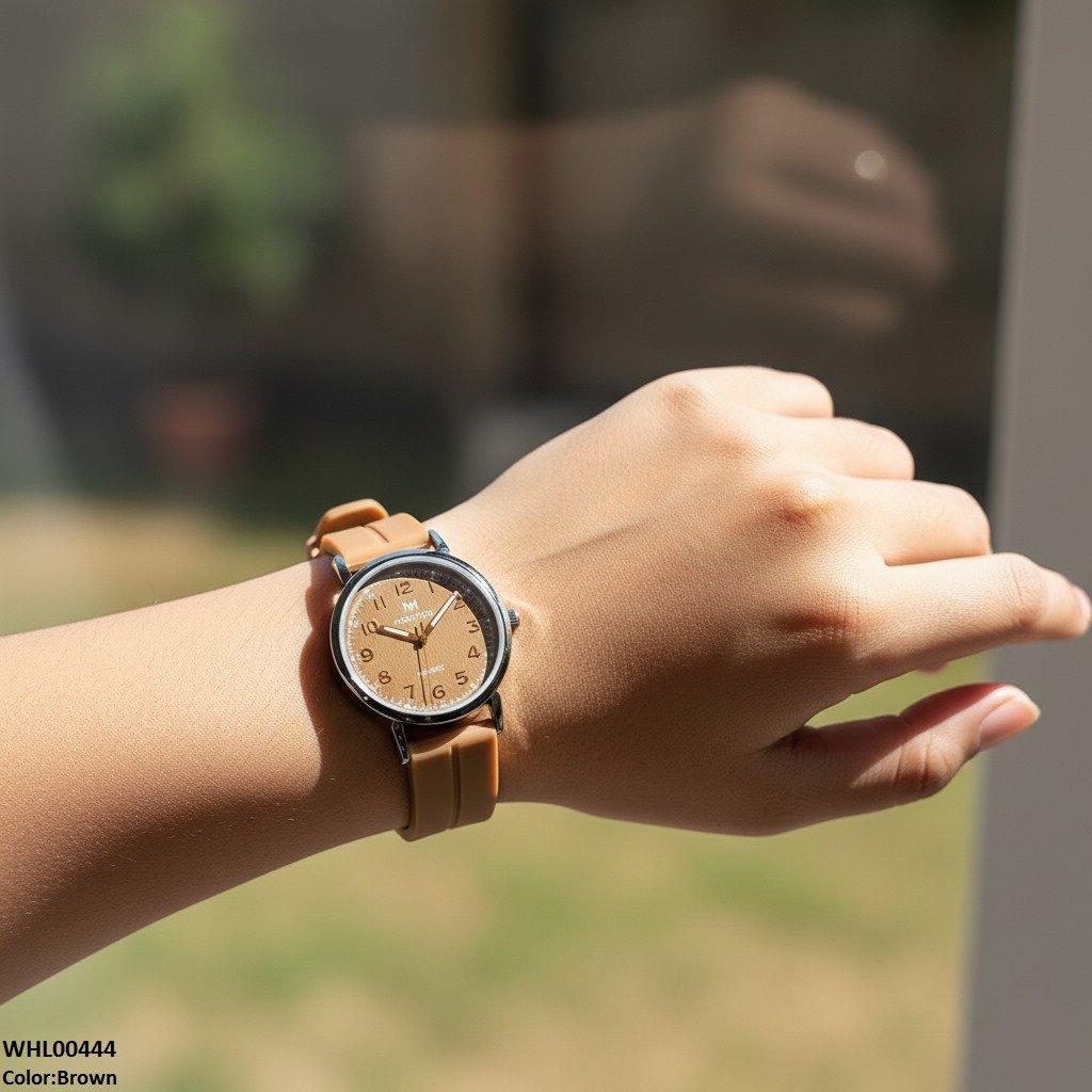 WHL00444 BWS Round Black Bezel Magnetic Rubber Strap Women's Watch - WHL