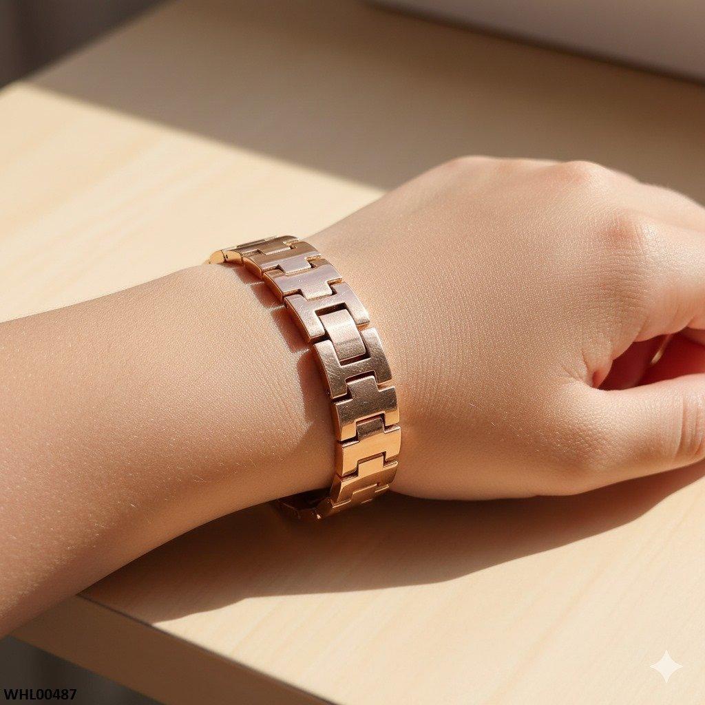 WHL00487 ZWA  Round Pink Stone Bracelet Women's Watch - WHL
