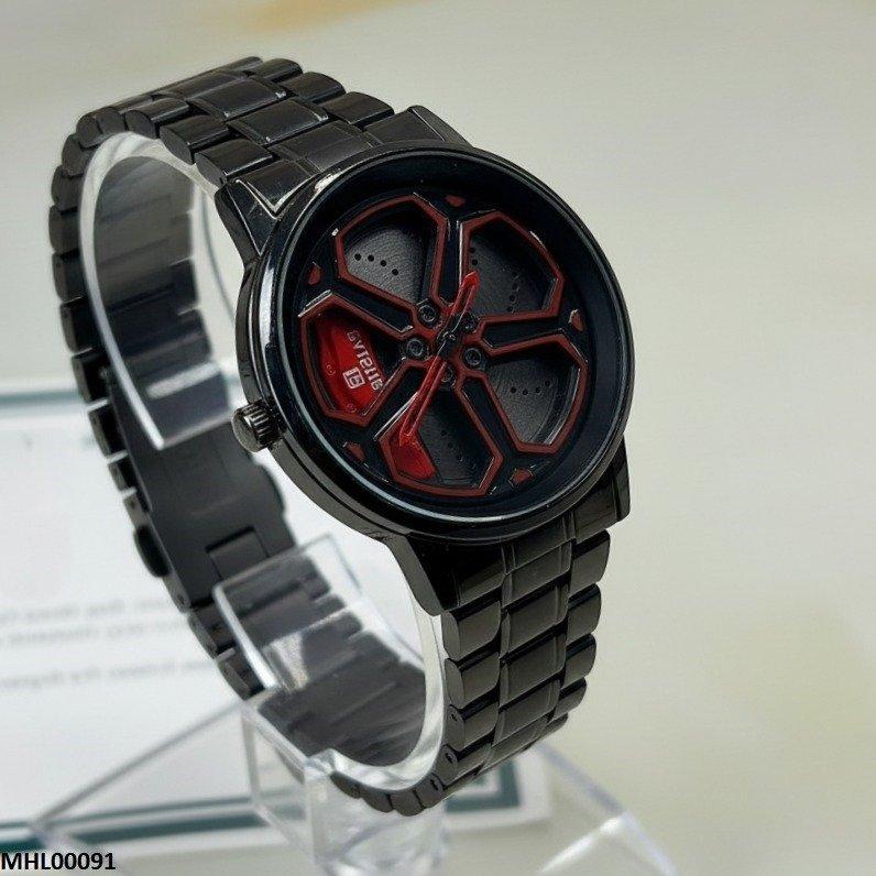 MHL00091 HWR Round Car Wheel Red Rim Men's Watch - MHL