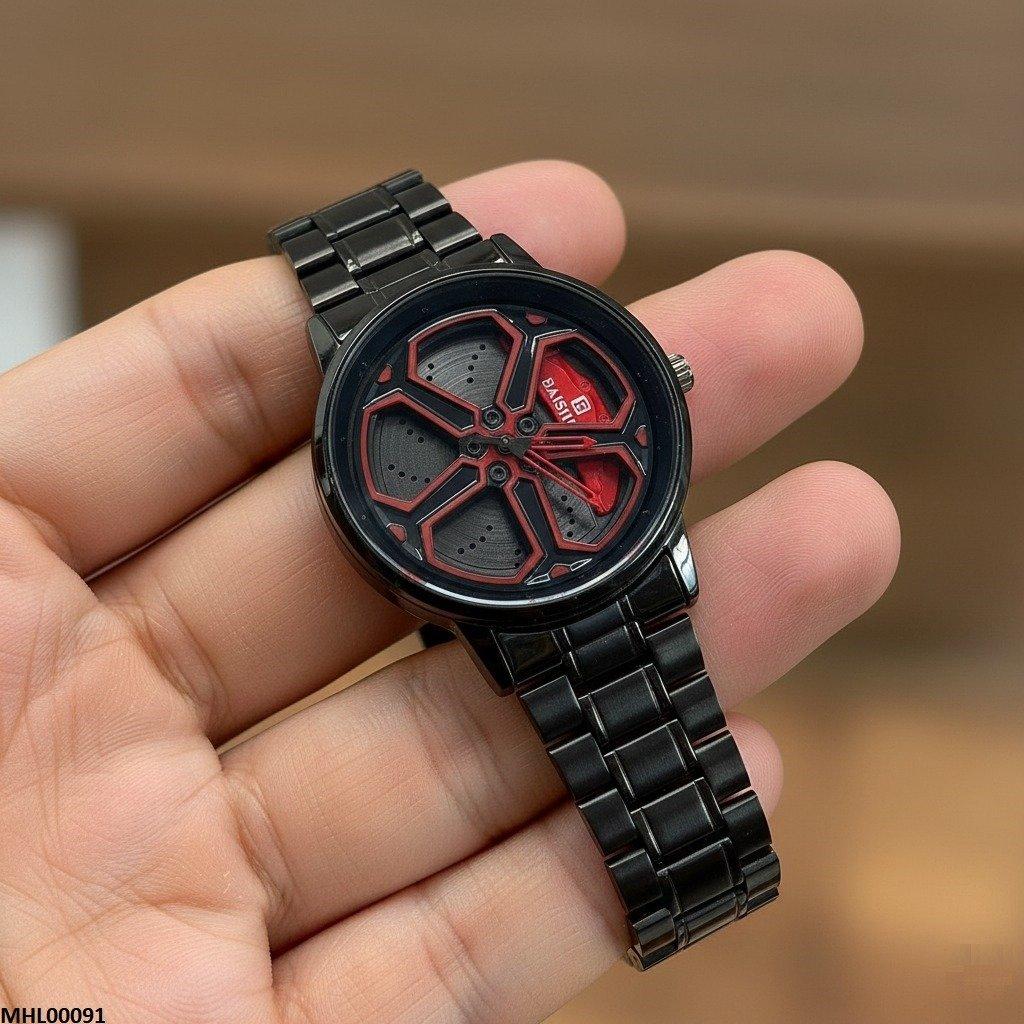 MHL00091 HWR Round Car Wheel Red Rim Men's Watch - MHL