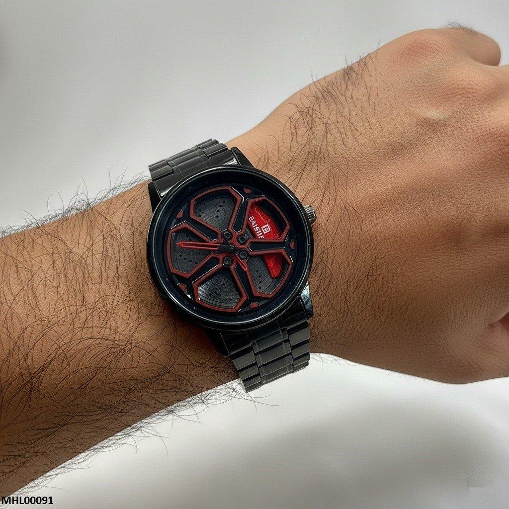 MHL00091 HWR Round Car Wheel Red Rim Men's Watch - MHL