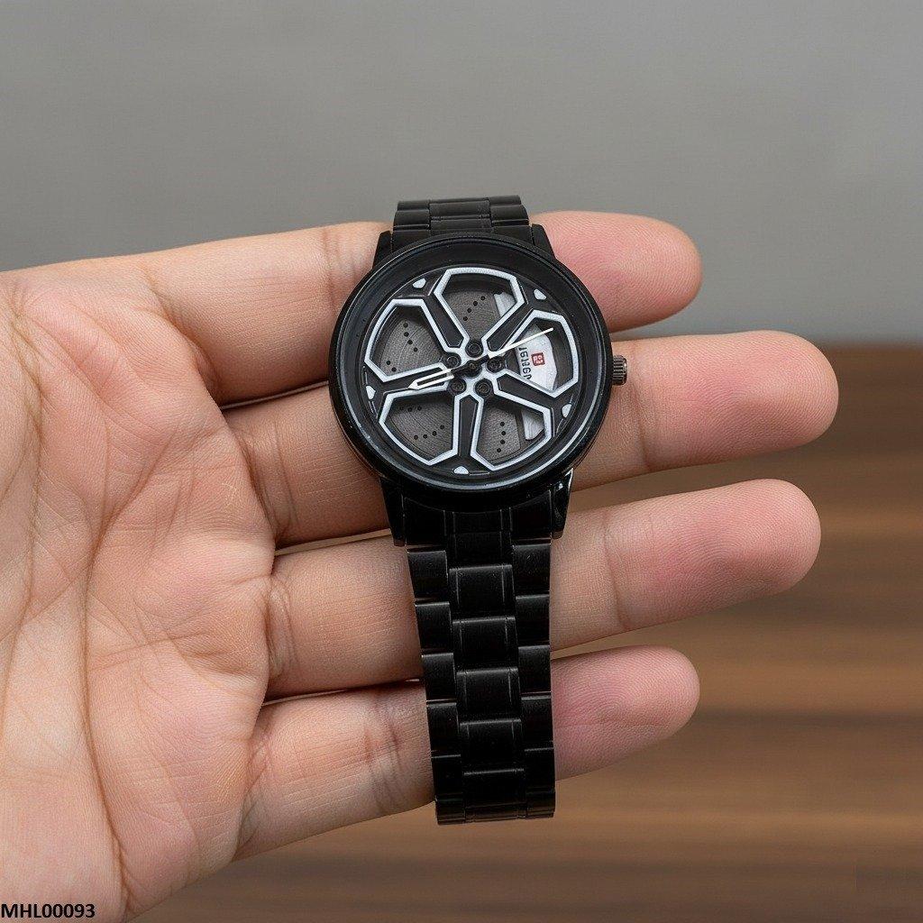 MHL00093 HWR Round Car Wheel White Rim Men's Watch - MHL
