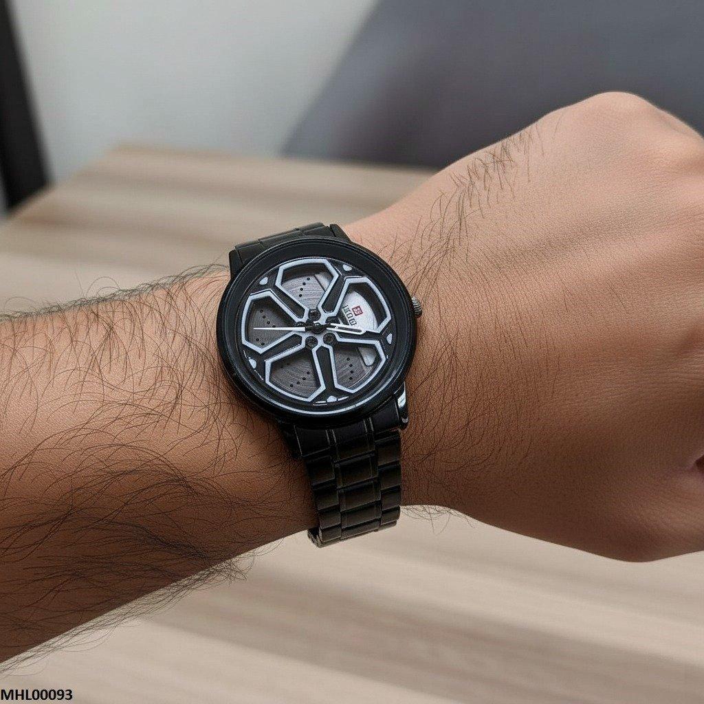 MHL00093 HWR Round Car Wheel White Rim Men's Watch - MHL