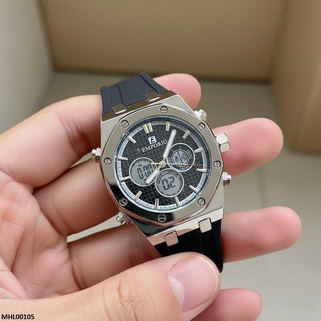 MHL00105 HWR Black Dial Rubber Strap Men's Watch - MH