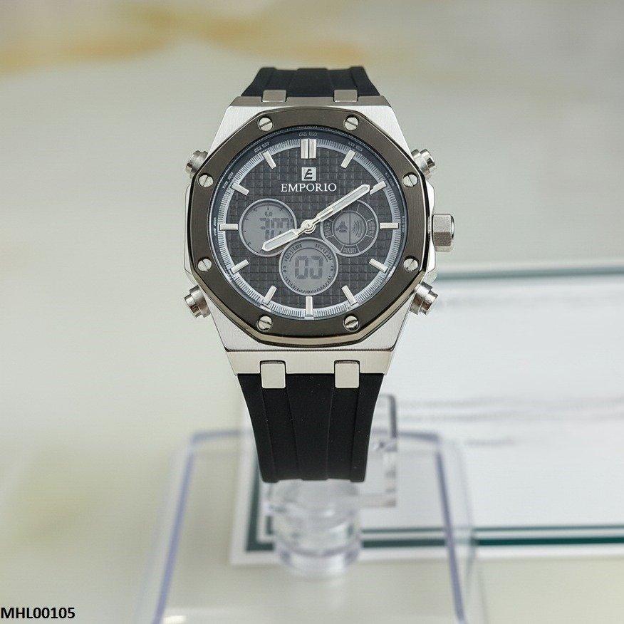 MHL00105 HWR Black Dial Rubber Strap Men's Watch - MH