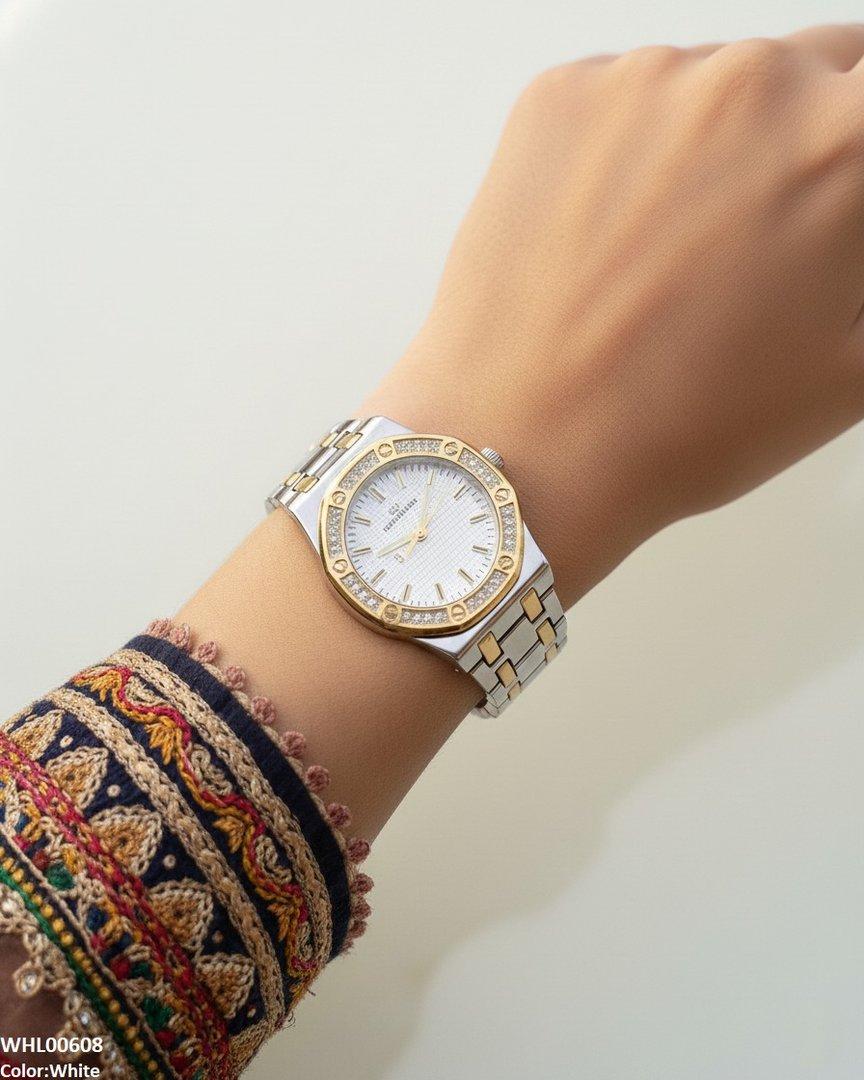 WHL00608 HWR Round Rhinestone Women's Watch - WHL