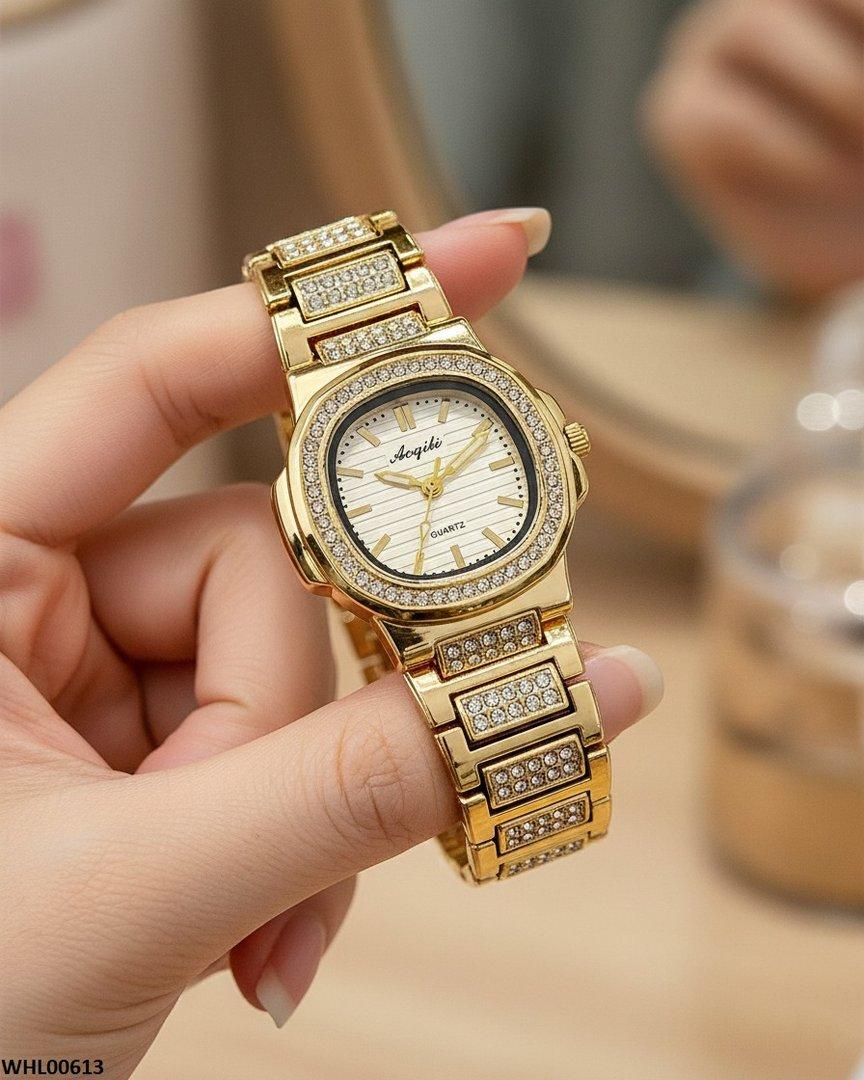 WHL00613 HWR Round Rhinestone Women's Watch - WHL