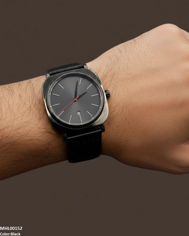 MHL00152 HWR Round/Square Leather Strap Men's Watch -  MHL