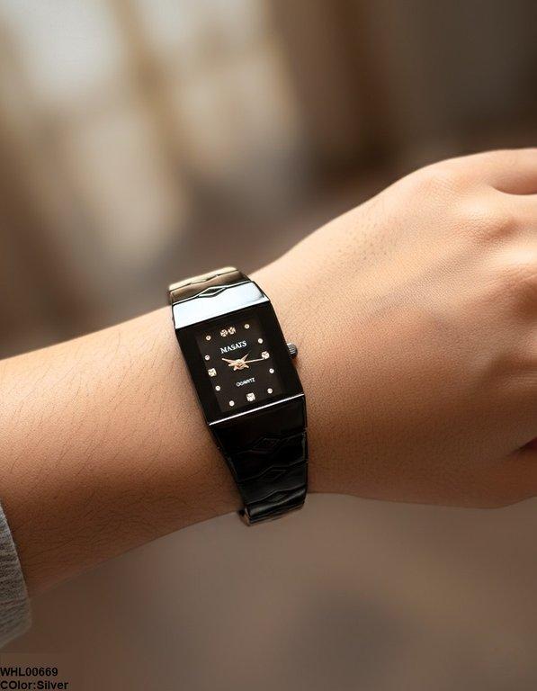 WHL00669 HWR Square Black Bezel Women's Watch - WHL