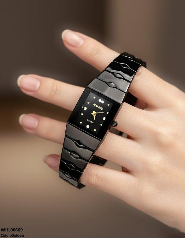 WHL00669 HWR Square Black Bezel Women's Watch - WHL