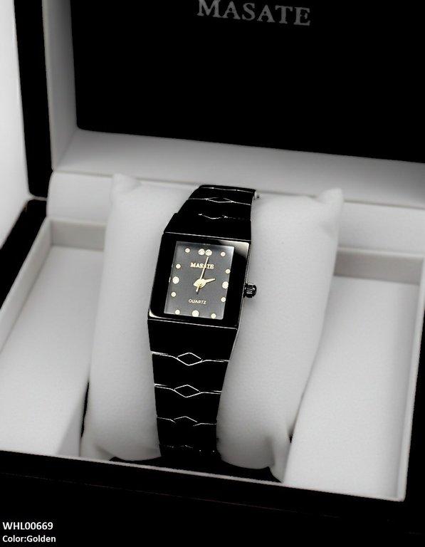 WHL00669 HWR Square Black Bezel Women's Watch - WHL