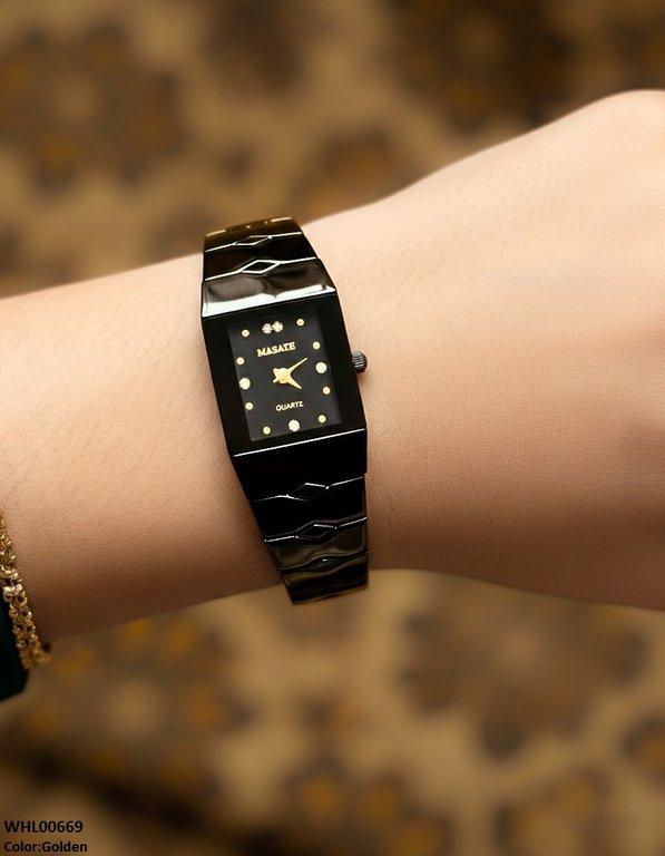 WHL00669 HWR Square Black Bezel Women's Watch - WHL