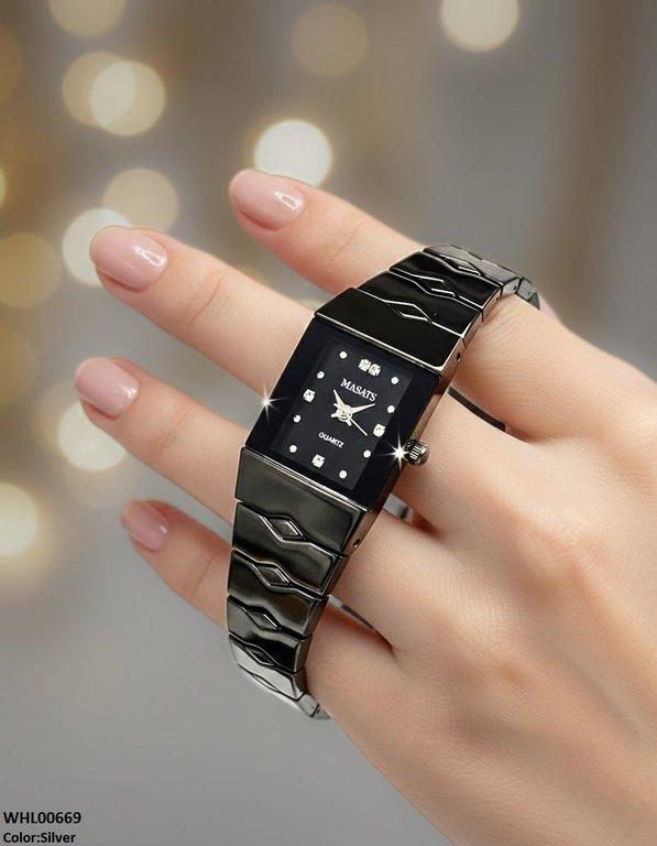 WHL00669 HWR Square Black Bezel Women's Watch - WHL