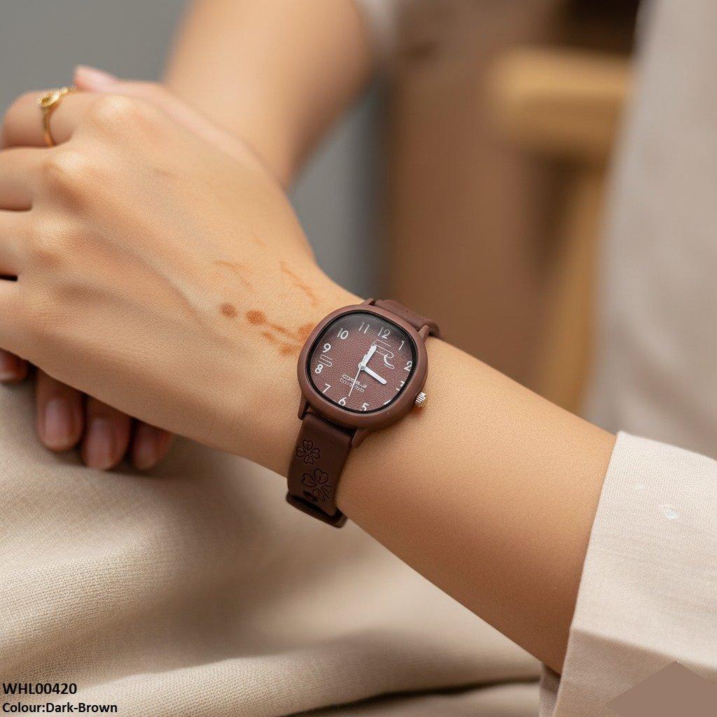 WHL00420 IWA Round Flower Rubber Strap Women's Watch - WHL