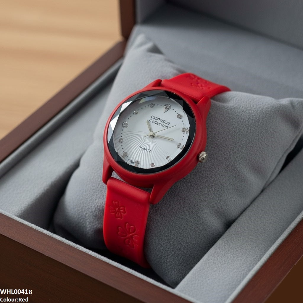 WHL00418 IWA Flower Rubber Strap Women's Watch - WHL