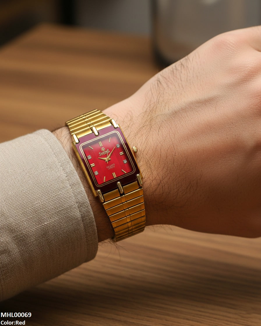 MHL00069 IWA Rectangle Dial Stone Men's Watch - MHL