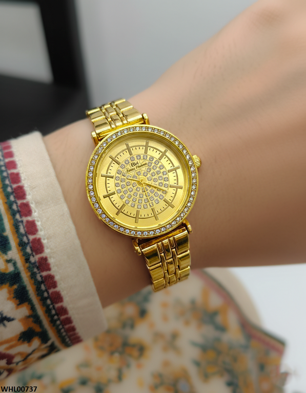 WHL00737 HWR Round Stone Bezel Women's Watch - WHL