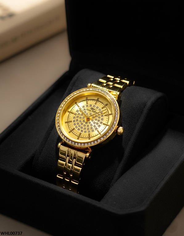 WHL00737 HWR Round Stone Bezel Women's Watch - WHL