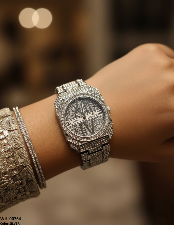 WHL00764 ZWA Round Rhinestone Dial Women's Watch - WHL