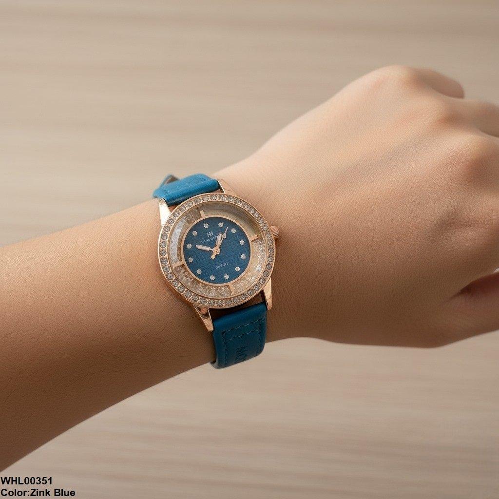 WHL00351 ZWA Round Rhinestone Dial Women's Watch - WHL